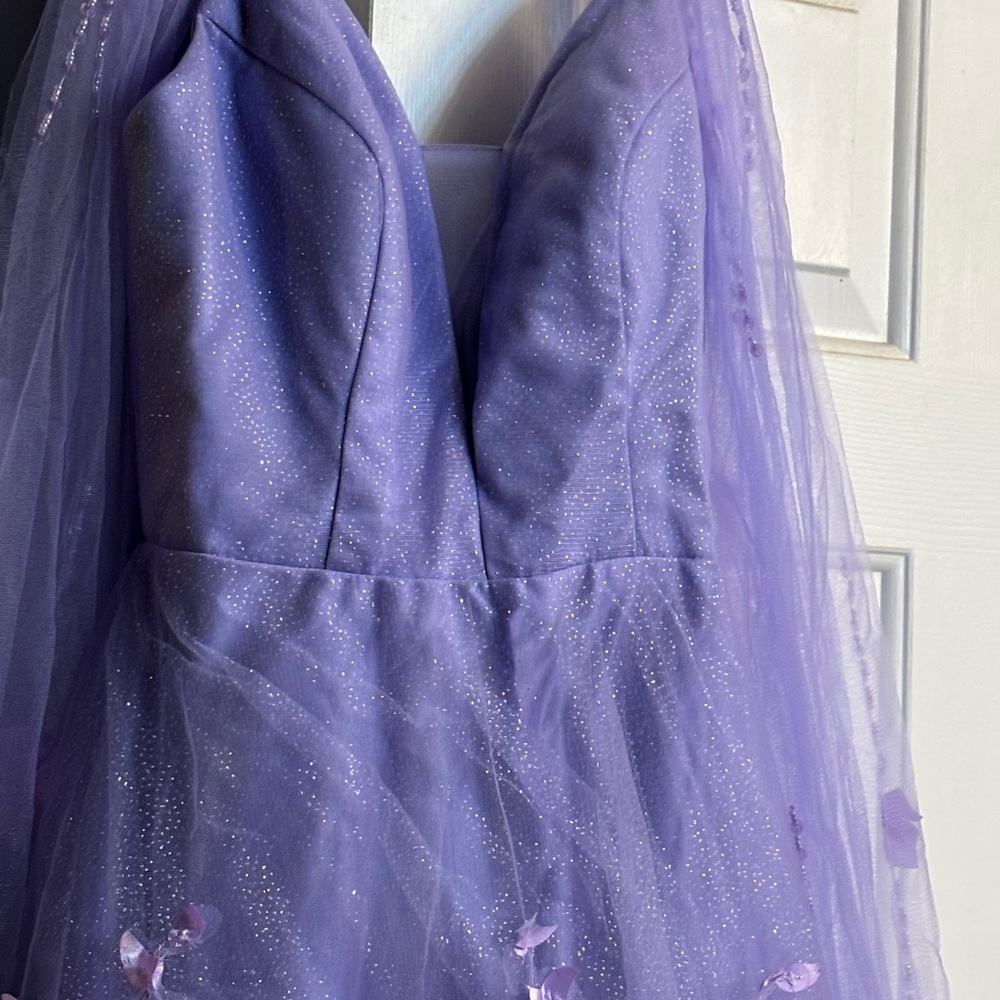 Elegant Purple Gown with Glitter Tulle NWOT